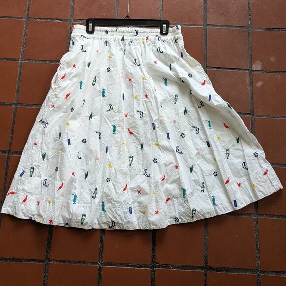 Madewell Embroidered Drawstring Circle Skirt in Summer Friday, Size Large - Picture 11 of 16